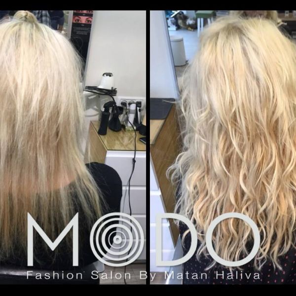 לפני ואחרי שיער בלונד תוספות שיער